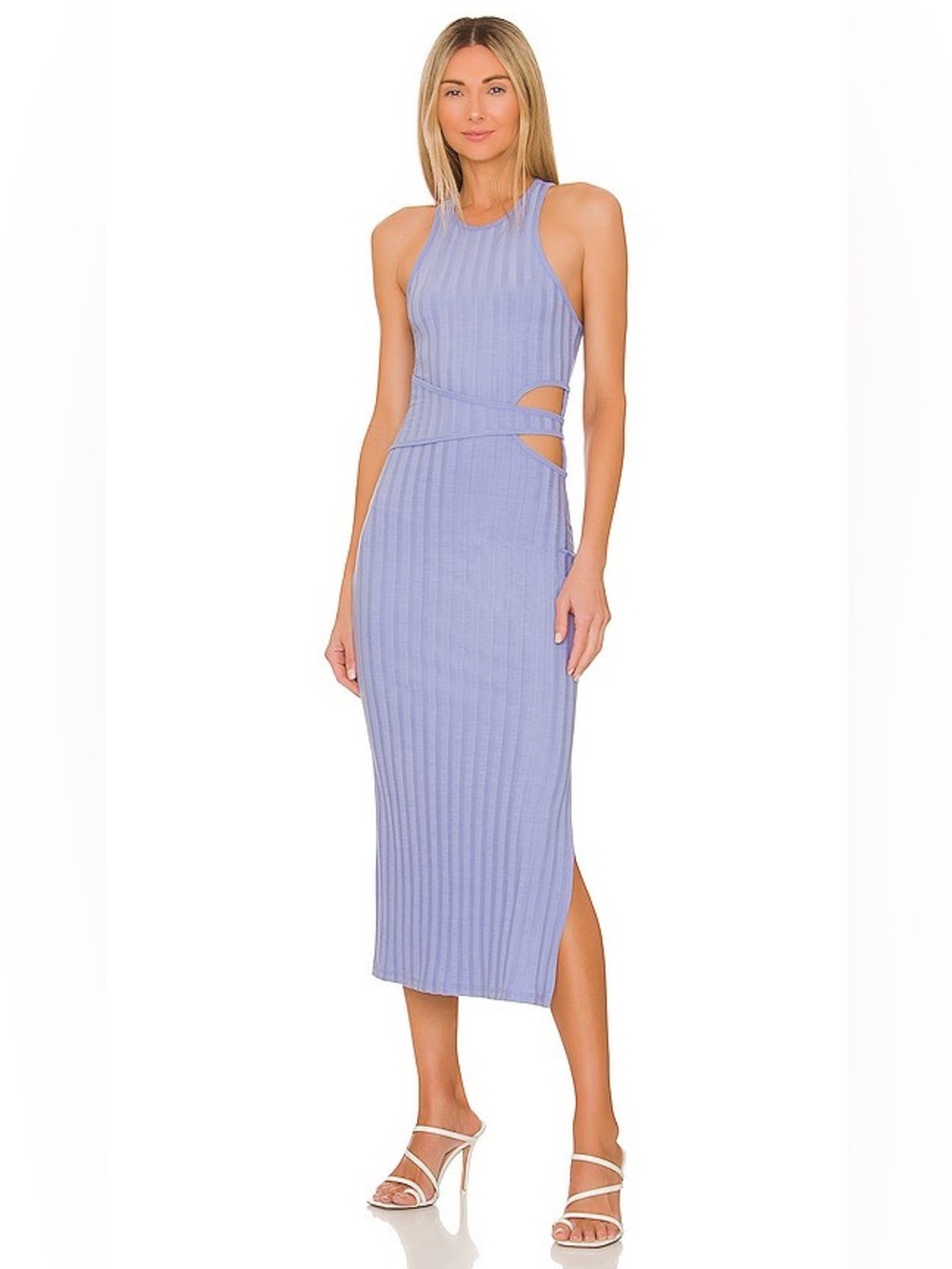 NWT Jonathan Simkhai Kaya Sleeveless Ribbed Cutout Midi Dress in cornflower